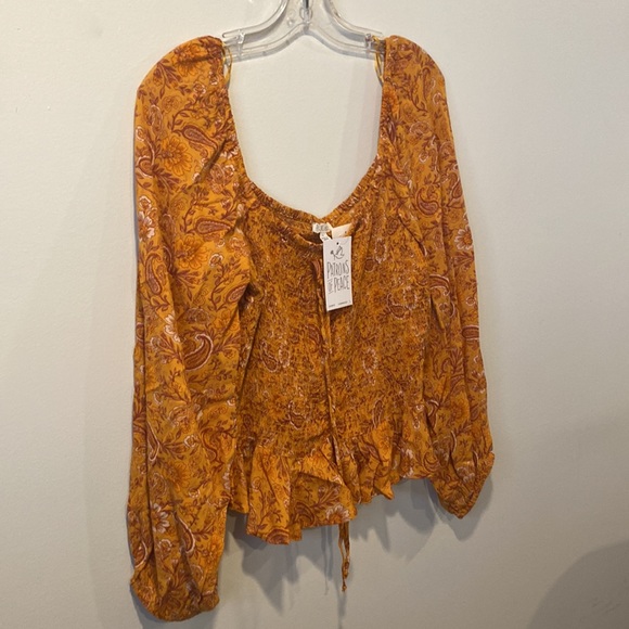 PATRONS OF PEACE Women’s Floral Orange Top Size  L - Picture 2 of 8